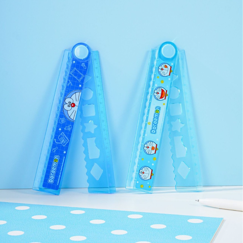 新款哆啦A梦可爱小学生卡通尺子折叠尺30cm尺儿童可爱波浪尺子