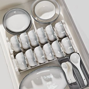 石纹釉下彩高级感陶瓷碗碟套装 新款 简约家用吃饭碗盘碟子勺子