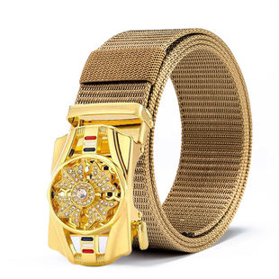 帆布自动扣腰带男女通用任意调节休闲韩版 编织皮带 学生青年新款