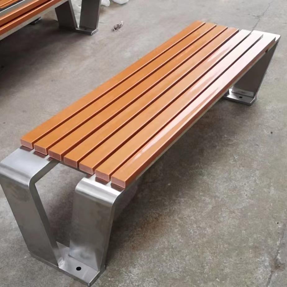 厂家直销304不锈钢材质学校景区公园小区等人休息用长条铁木椅