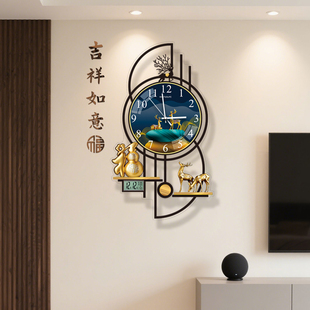 客厅钟表挂钟现代简约大气2025新款网红创意时钟餐厅装饰画钟表