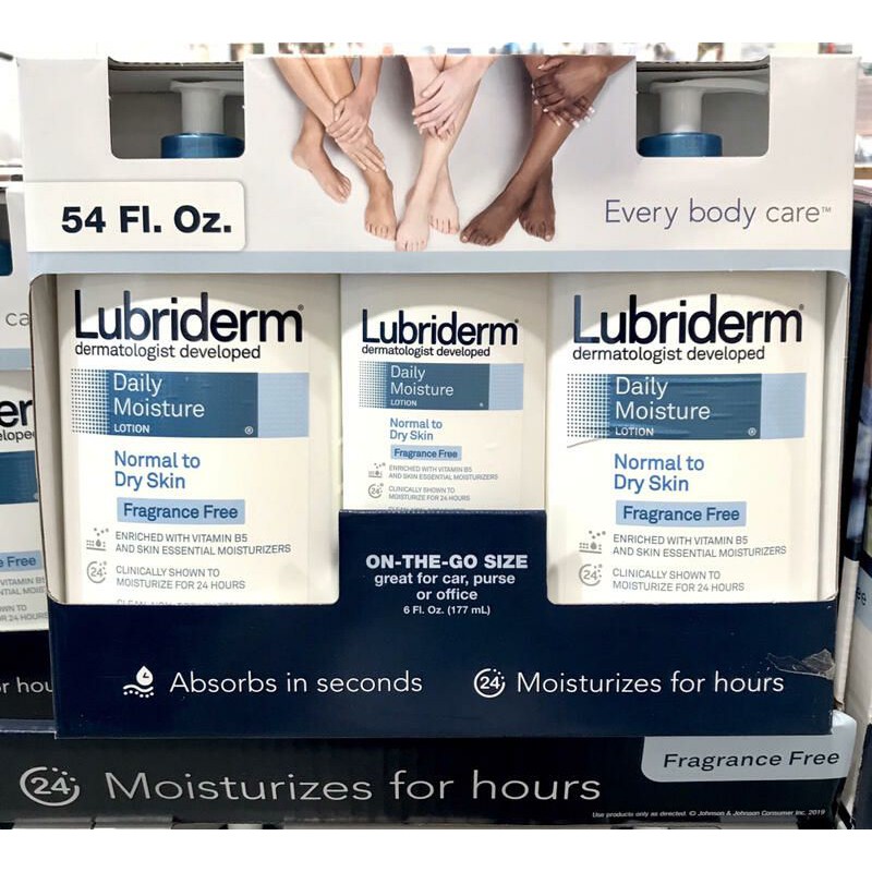 美国强生lubriderm果酸身体乳女滋润保湿清爽家庭套装709*2+177ml