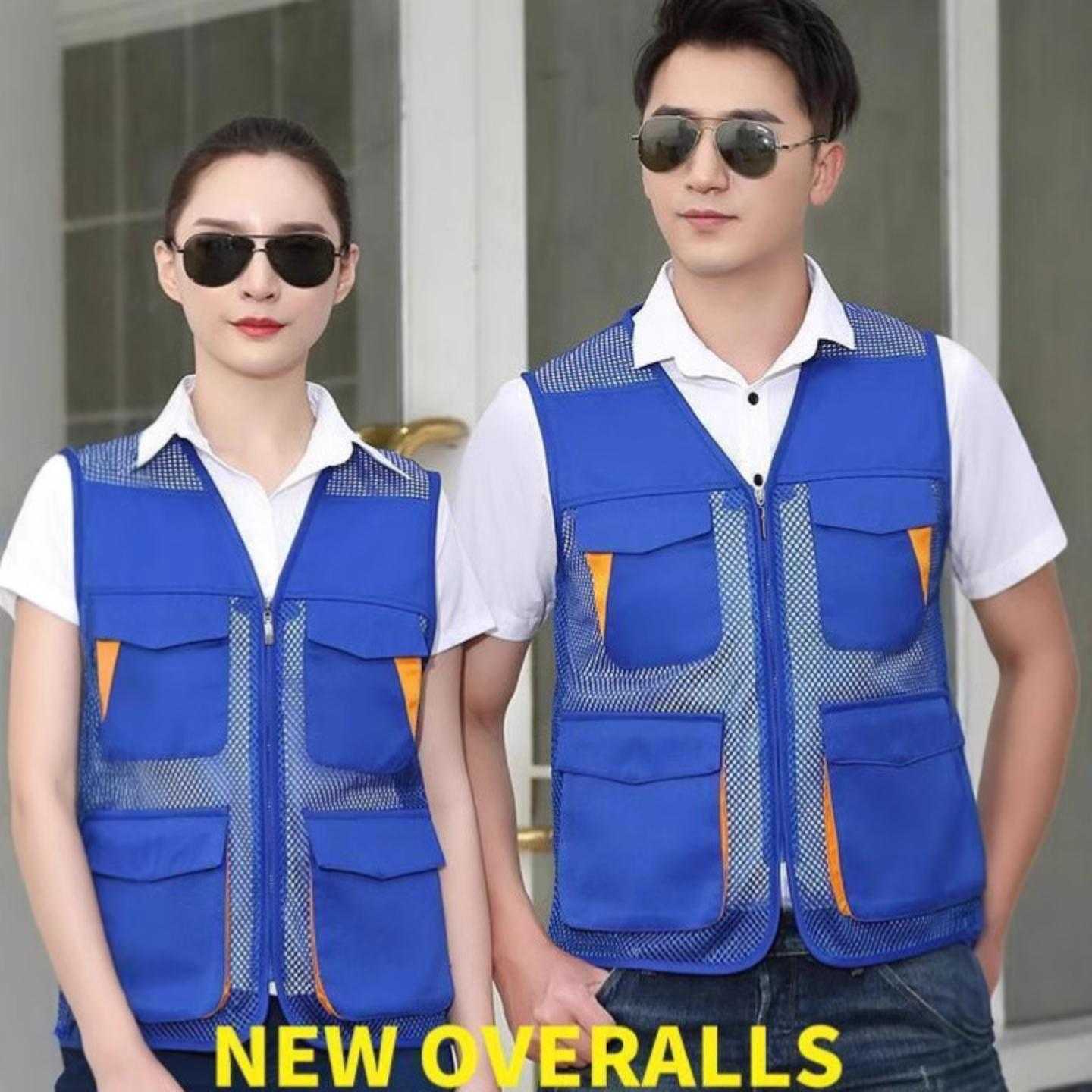 印字夏季网眼工作服马甲男代驾