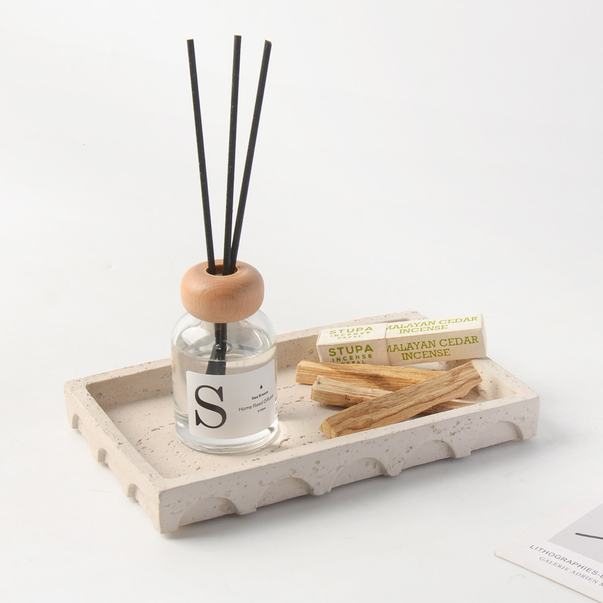 oakliving北欧ins风天然洞石轻奢收纳托盘客厅桌面复古玄关装饰,家居饰品,香薰托盘,淘宝优惠券,粉丝福利购,淘宝优惠卷