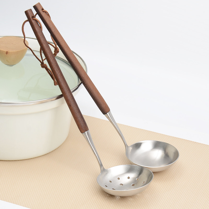 oakliving304不锈钢汤勺胡桃木手柄防烫防滑家用厨房餐厅漏勺餐具,厨房/烹饪用具,汤勺,淘宝优惠券,粉丝福利购,淘宝优惠卷