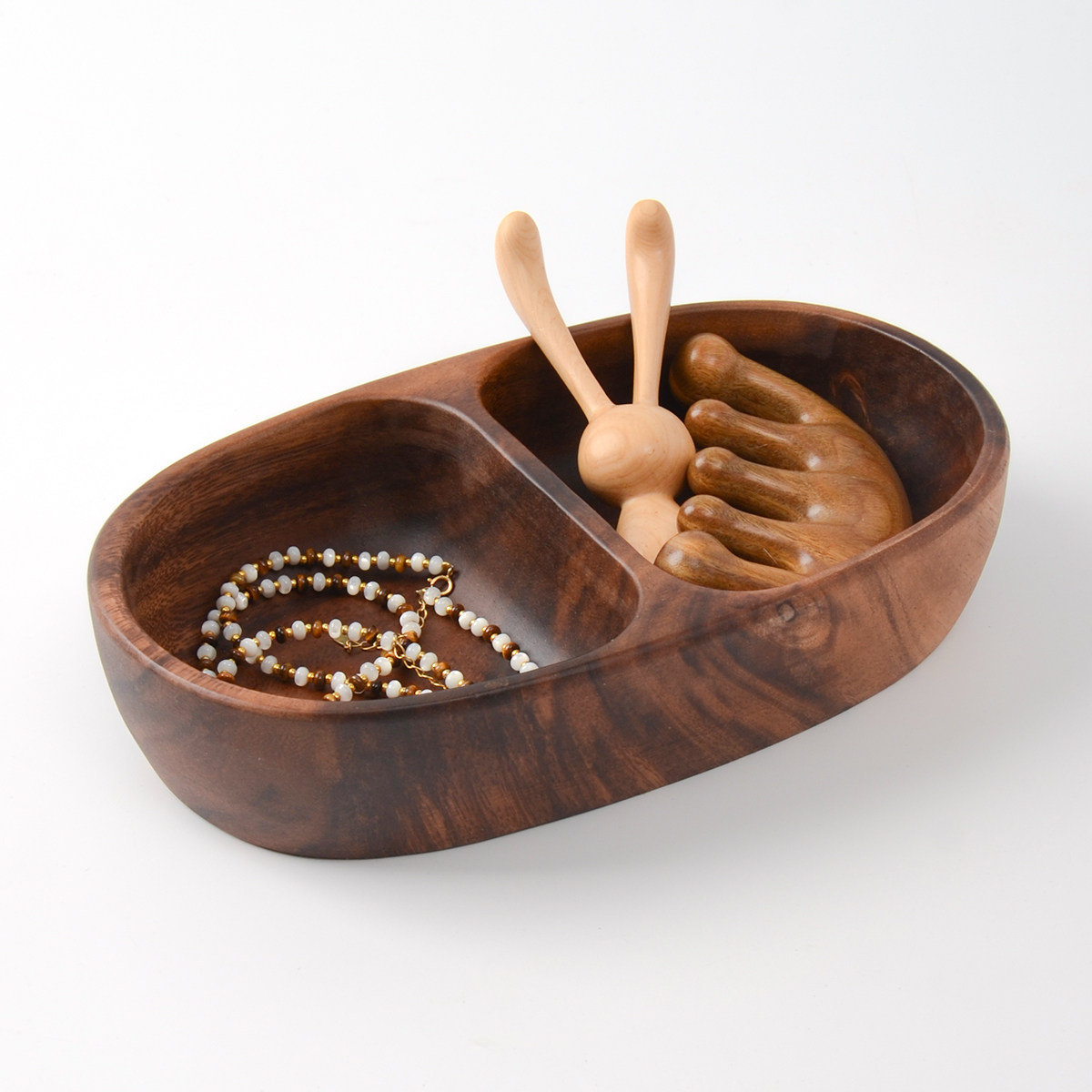 oakliving天然相思木果盘整木零食盘客厅茶几桌面整理收纳盒分格,收纳整理,桌面收纳盒,淘宝优惠券,粉丝福利购,淘宝优惠卷