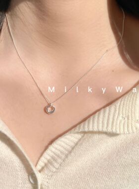 几何圆环项链女小众设计感圆圈吊坠简约百搭小众高级感锁骨链精致