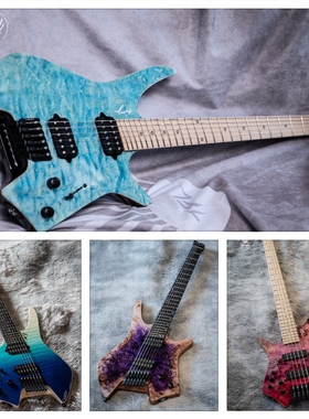 曙光音乐 Leeky X Y系列无头电吉他电贝斯定制琴custom展示左手琴