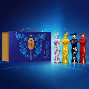 宁夏金糜子白酒125ml*4瓶国色天香四大美女摆件浓香型白酒礼盒