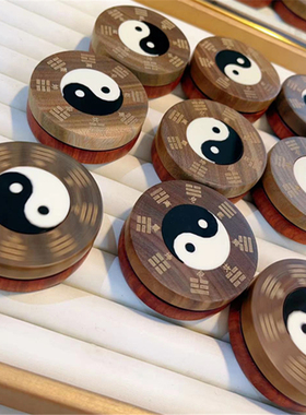 天然绿檀小叶紫檀旋转八卦手把件解压办公室文玩摆件装饰品小礼物