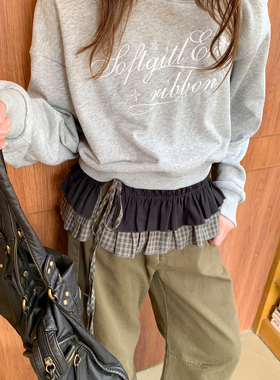 尺尺间Lsland  格子拼接屁帘系带