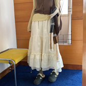 尺尺间Lsland韩系重工提花多层蛋糕半身裙女秋冬新款 宽松a字长裙