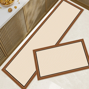 家用吸水吸油踩脚垫 科技皮厨房地垫可擦免洗防滑耐脏长条地毯美式