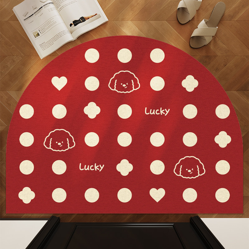 丝圈入户门地垫半圆红色喜庆玄关地毯防滑门外门口进门脚垫可定制,居家布艺,入户地垫,淘宝优惠券,粉丝福利购,淘宝优惠卷