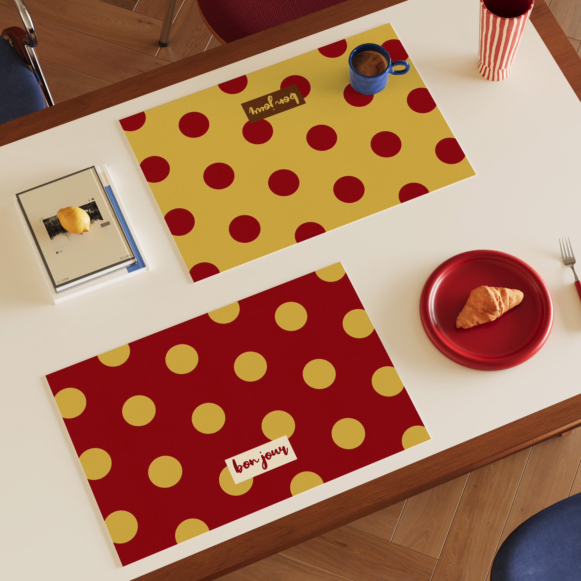 复古波点皮革西餐垫纯色防水防油防烫隔热免洗可擦高级感小块桌垫,居家布艺,餐垫,淘宝优惠券,粉丝福利购,淘宝优惠卷