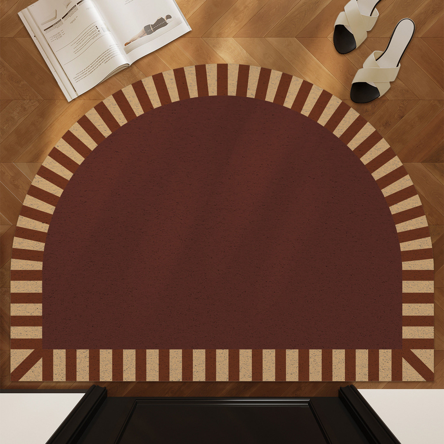 中古风入户门口地垫包豪斯半圆丝圈进门垫防滑耐磨高级感脚垫定制,居家布艺,入户地垫,淘宝优惠券,粉丝福利购,淘宝优惠卷