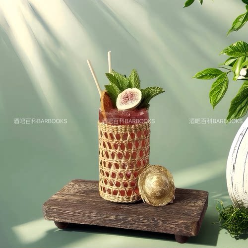 酒吧百科ins风创意草编鸡尾酒杯套 手工编织网格复古酒杯组合套装