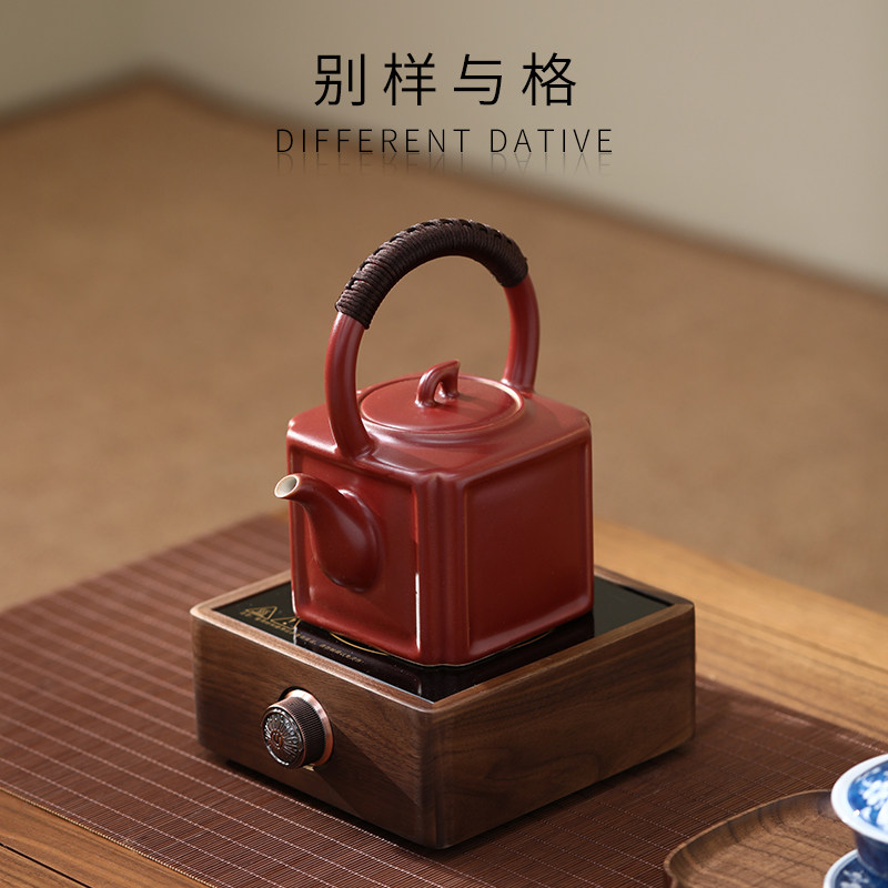 家用苏打釉煮茶壶明火提梁壶陶瓷烧水壶围炉煮茶器电陶炉白泥陶壶