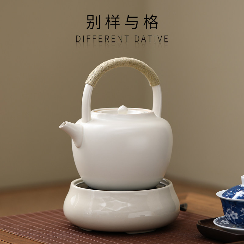 提梁茶壶家用陶瓷烧水壶泡茶煮茶器明火电陶炉陶壶白泥大容量单壶
