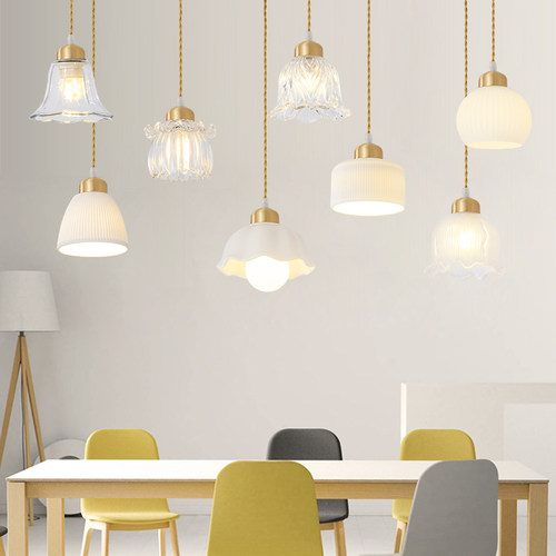 唐伦全铜单头奶油风床头小吊灯