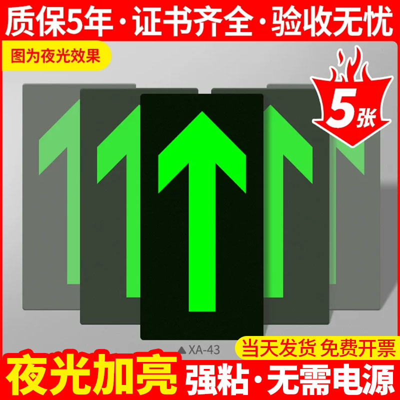 安全出口指示牌夜光楼梯通道地贴图片