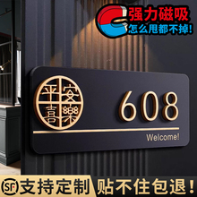磁吸式门牌号码牌家用磁贴磁铁款房间号高级感轻奢创意入户门装饰数字贴门口大门铁门出租房可更换吸铁石定做