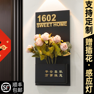 牌家用磁吸发光房号装 入户门牌号高级感号码 饰一梯一户家庭入户门门口欢迎回家进门墙面布置大门插花挂件定制