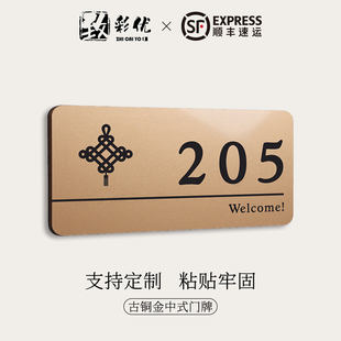 门牌号高级感轻奢创意入户号码牌家用定制出租房门外个性一梯一户电梯间布置房门住户室号牌子定做中古风制作