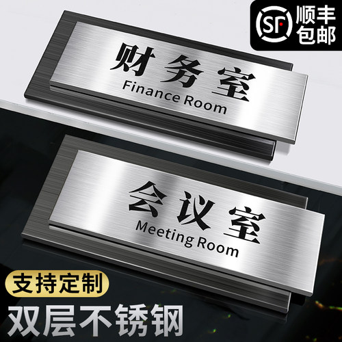 不锈钢财务室会议门牌指示标牌