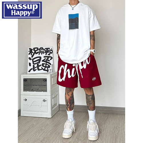 潮流百搭短裤男wassuphappy