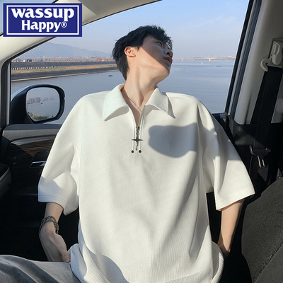 wassuphappy潮流百搭短袖T恤男