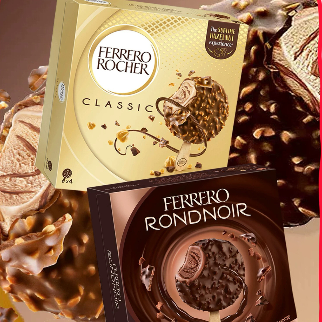 原装进口FERRERO冰激凌金莎榛子巧克力冰淇淋朗姆黑莎黑巧克力