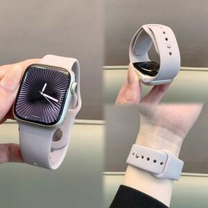 适用iwatchs11表带10代新款手表舒适运动硅胶SE简约女款789腕带SE