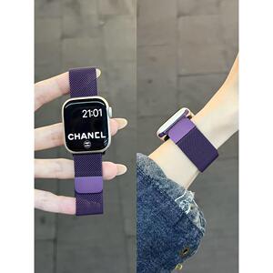 新款适用苹果磁吸表带iwatch10/S11夏天金属钢带米兰尼斯iwatch9