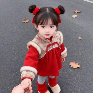 国风罩衣女童新中式红色连衣裙洋气外穿反穿衣防水防脏拜年服围裙