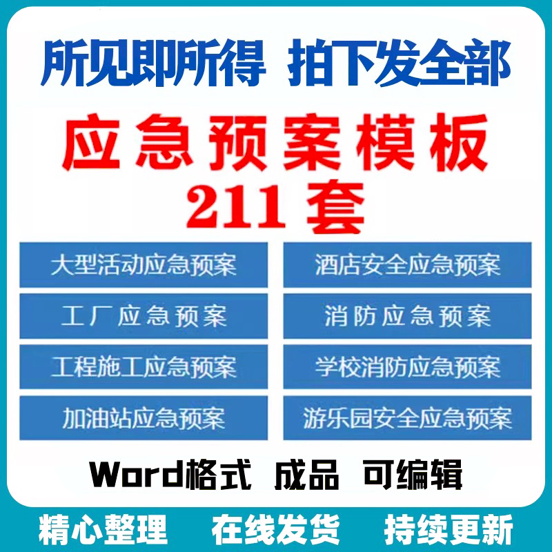 应急预案模板酒店游乐园加油站工厂工程施工消防学校活动应急预案