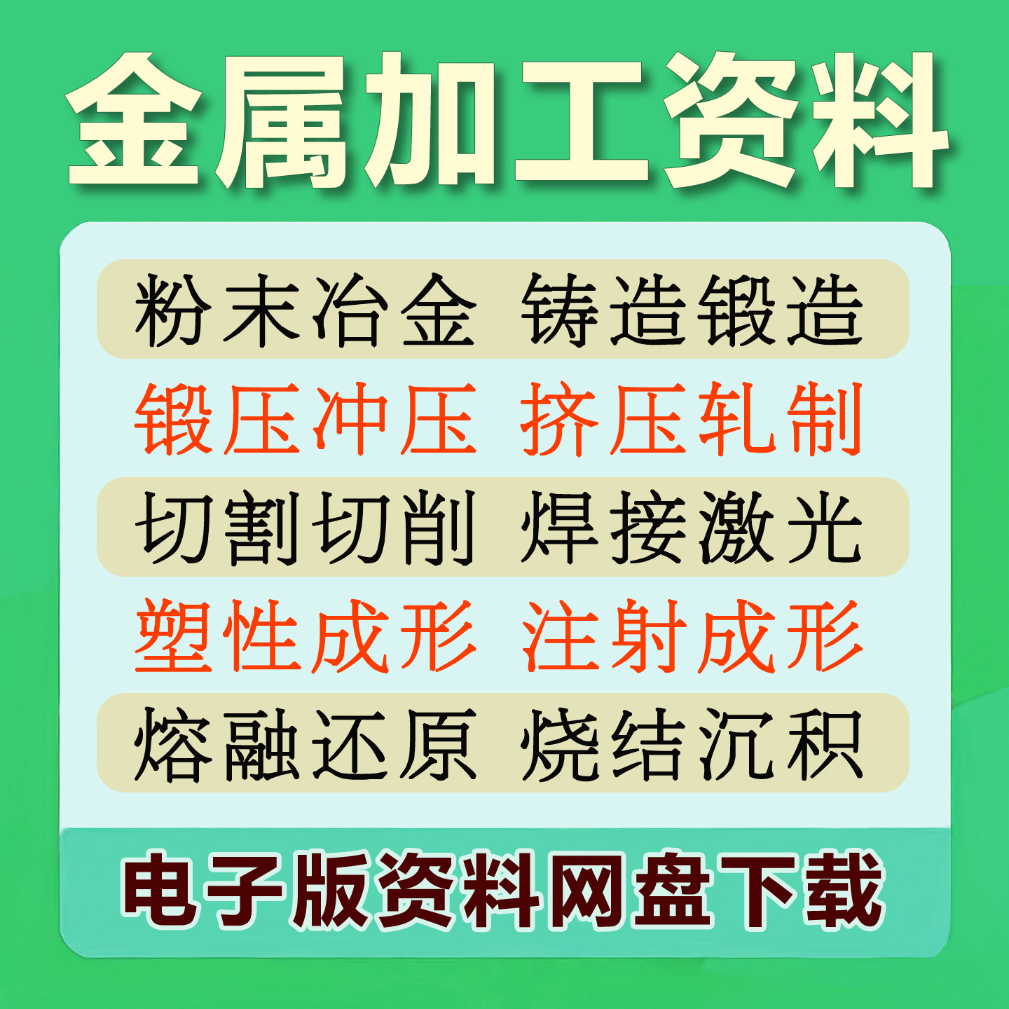 金属加工成形技术 铸造锻造冲压切削焊接切割电子PDF资料代查下载
