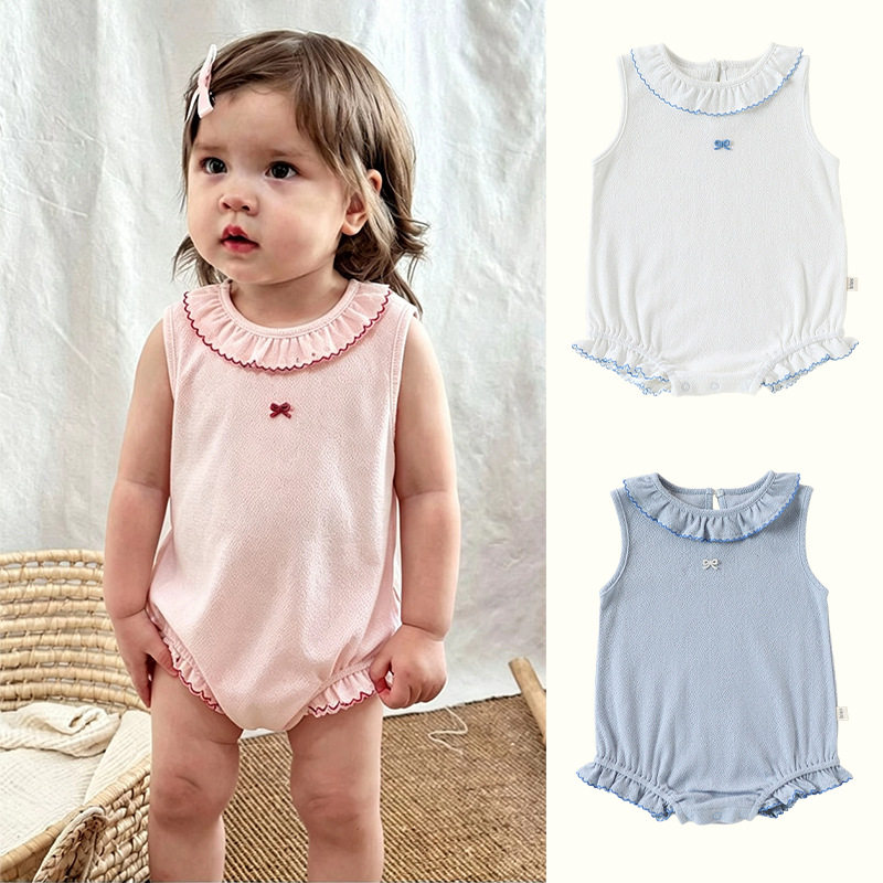 婴儿夏季无袖连体衣女宝宝夏款外出包屁衣新生儿纯棉a类爬服哈衣