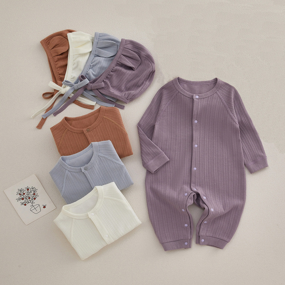 新生婴儿连体服春秋婴童坑条家居服宝宝棉质包屁衣月子服空调服