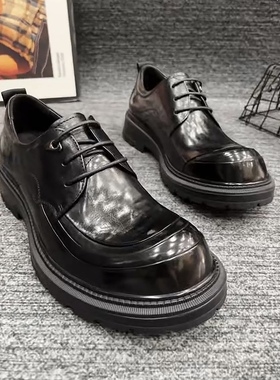 H3127欧货男士系带休闲皮鞋上班专用皮鞋黑色欧若风商务男鞋DLG帅