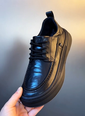 广州男士春秋复古工装鞋真皮厚底增高休闲板鞋潮流单棉都有-18386