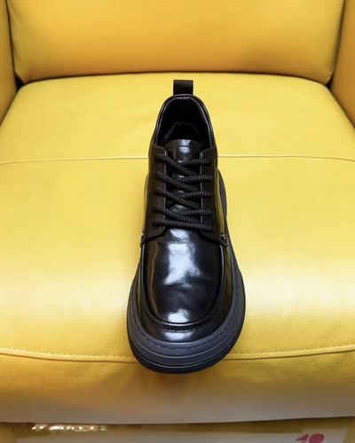 广州秋季欧货潮流极简男鞋头层手抓牛皮休闲鞋舒适黑色板鞋-23816