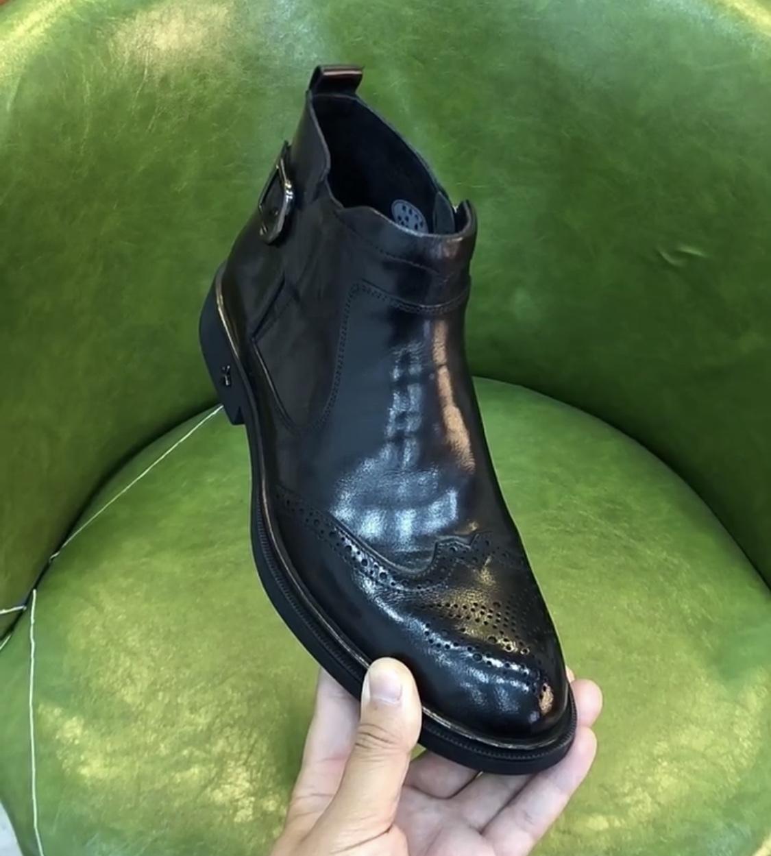 广州时尚男鞋单棉同步侧拉链英伦风高帮切尔西休闲皮鞋男靴子H888