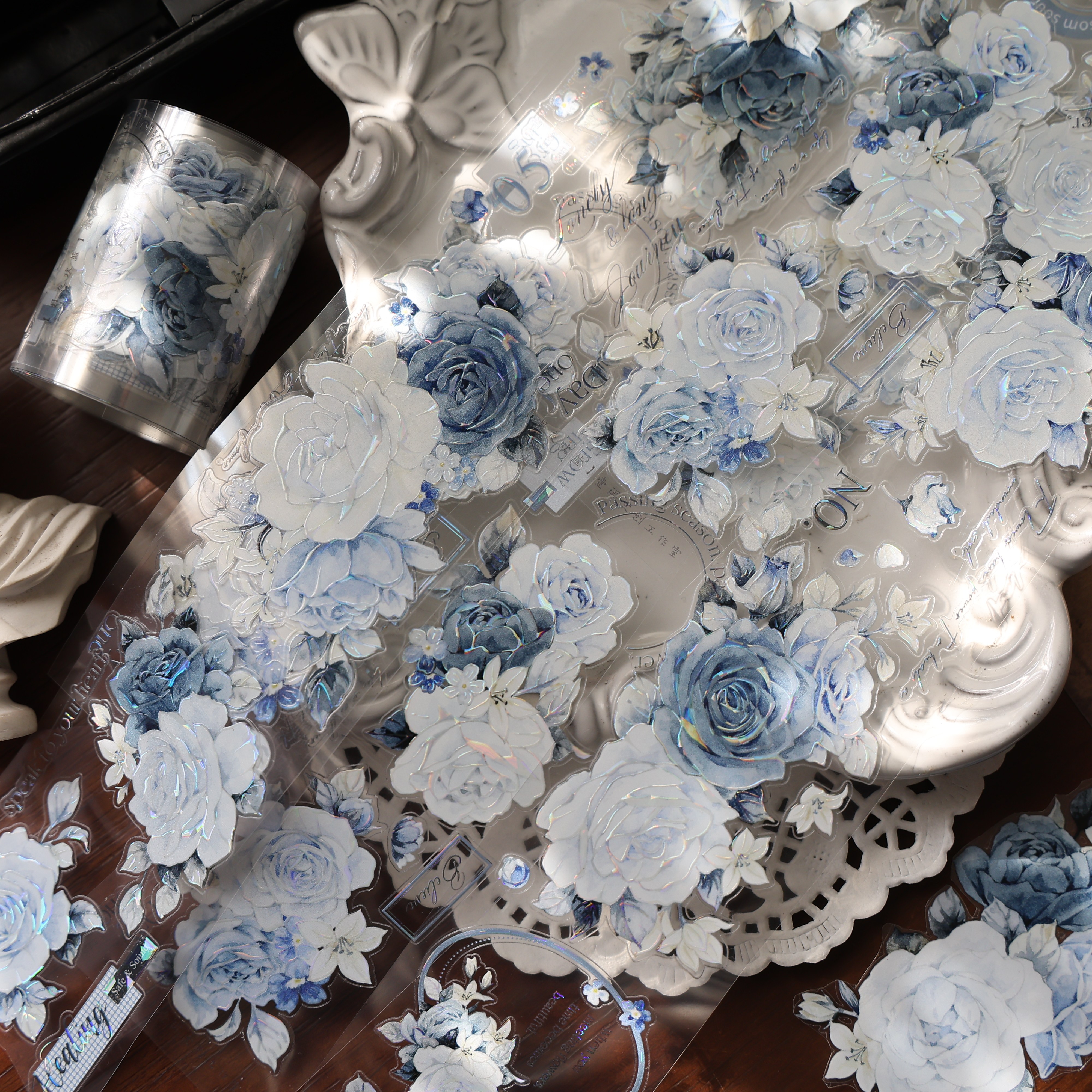 壹洱文创第16期切模【月野玫蓝】轻复古和纸胶带蓝色花卉PET贴纸,文具电教/文化用品/商务用品,和纸胶带,淘宝优惠券,粉丝福利购,淘宝优惠卷