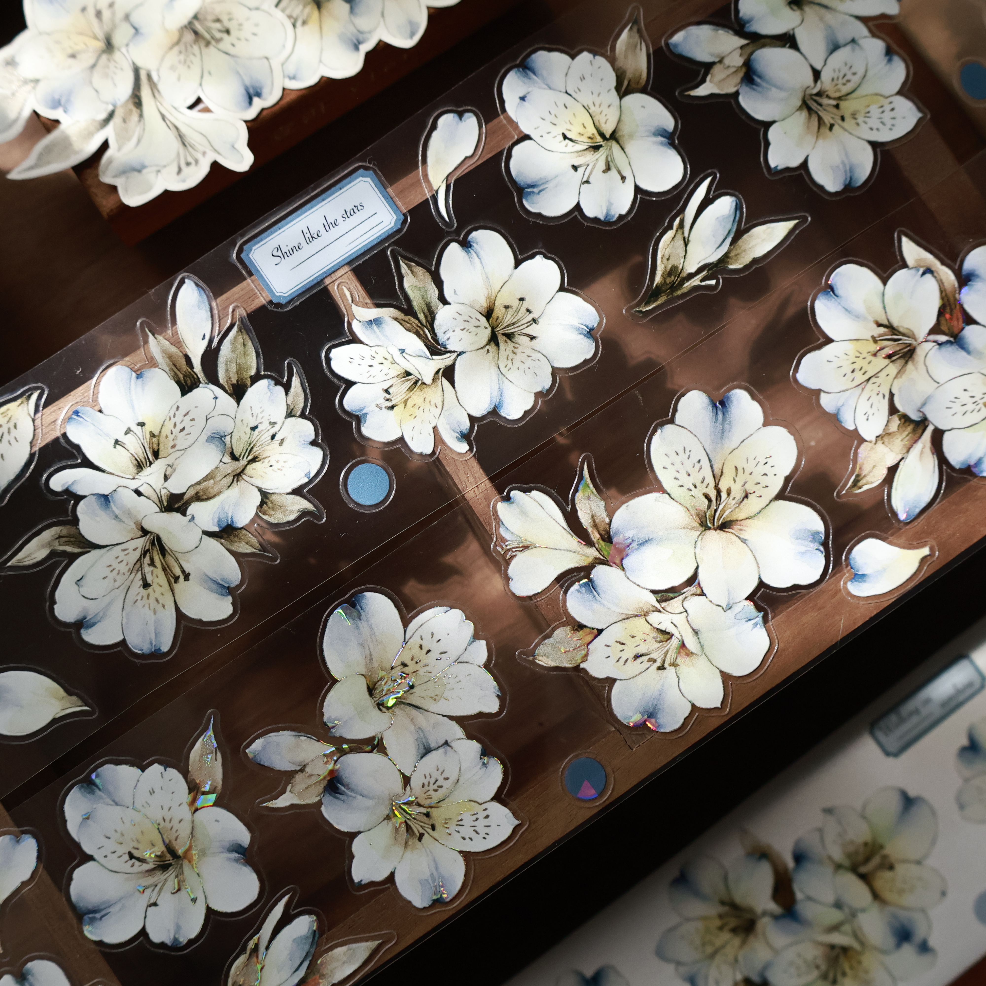 手账轻复古大花切模胶带贴纸