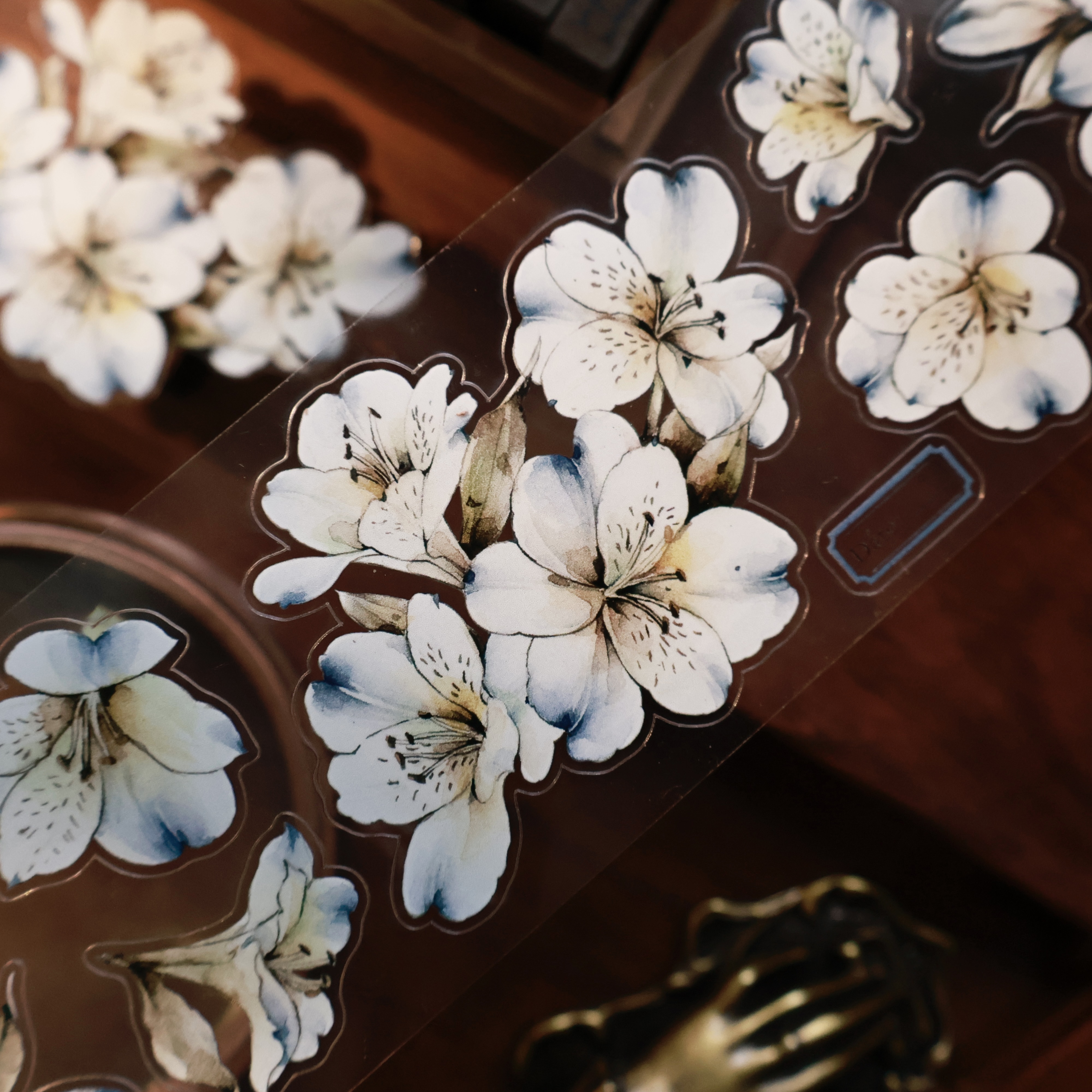 手账轻复古大花切模胶带贴纸