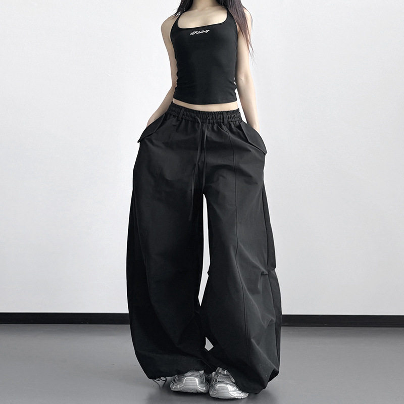 巨好看黑色工装裤女2026春秋季新款高腰阔腿裤宽松显瘦垂感休闲裤
