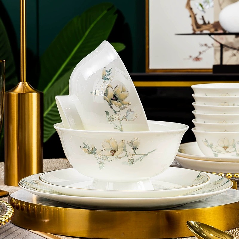 九歌骨瓷中式花鸟碗碟