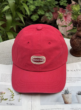 6.1现货红色字母棒球帽青年韩国东大门代购时尚休闲棉质鸭舌帽潮