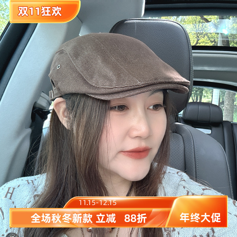 四季款牛仔布八角帽女韩国东大门代购休闲简洁百搭画家帽长舌帽潮